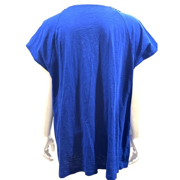 Chicos Royal Blue Short Sleeve Tee Classic Soft Stretch Casual Comfortable Sz 2 - Picture 3 of 11